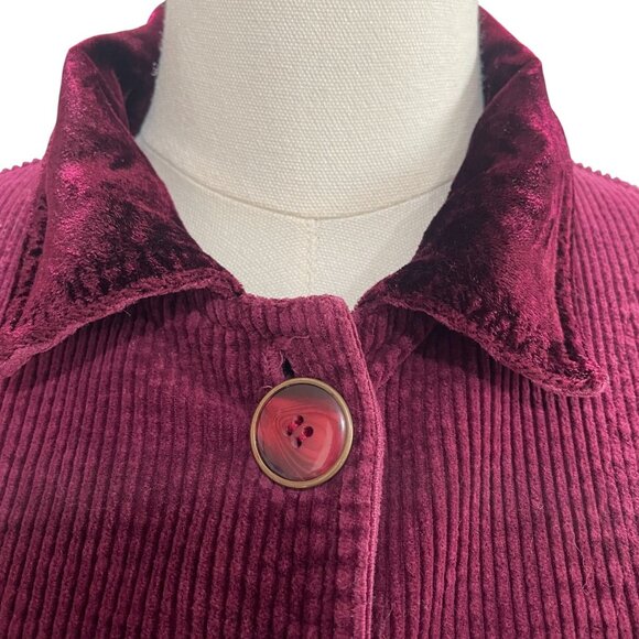 Hot Cotton Marc Ware Corduroy Jacket SZ M Burgundy Fall Cozy Vintage Grannycore - Picture 7 of 8